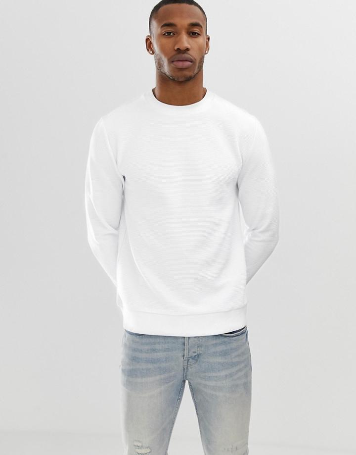 Asos Design Ribbed Sweatshirt In White - White