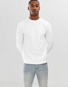 Asos Design Ribbed Sweatshirt In White - White