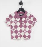 Reclaimed Vintage Inspired Heart And Checkerboard Crop Top-multi