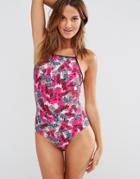 Noisy May Tan Lines Pineapple Print Lace Back Suit - Multi
