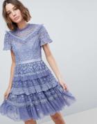 Needle & Thread High Neck Layered Mini Dress - Purple