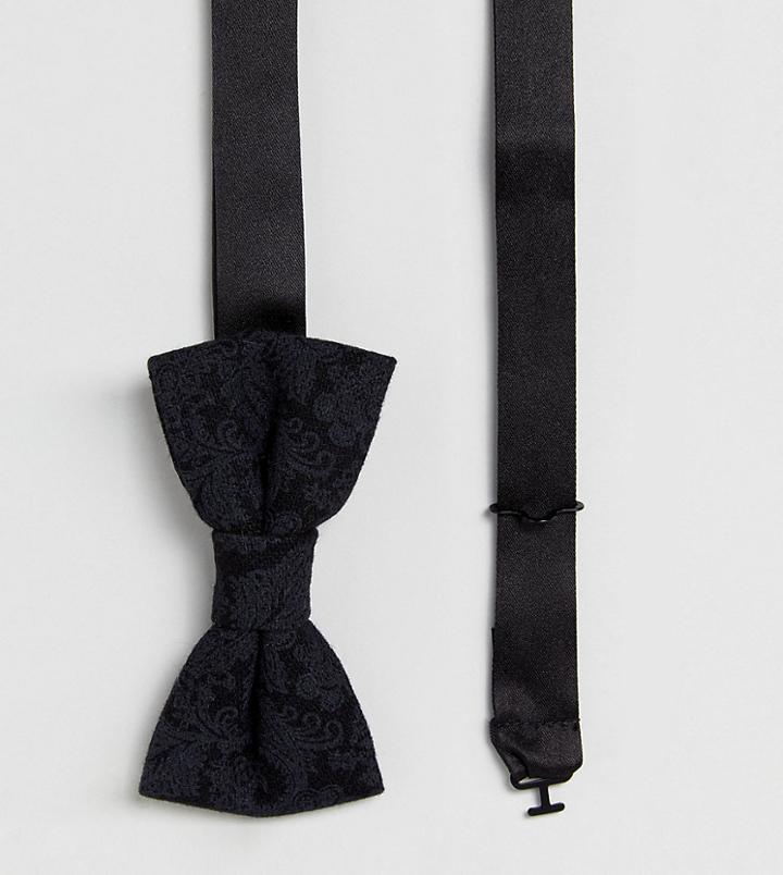 Heart & Dagger Bow Tie In Printed Wool Mix - Black