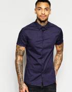 Asos Skinny Shirt In Navy With Paisley Print - Navy