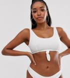 Peek & Beau Fuller Bust Exclusive Scrunch Bikini Top In White D - F Cup - White