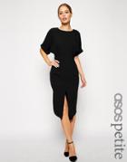 Asos Petite Wiggle Dress With Wrap Back And Split Front - Black