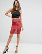 The English Factory Lace Pencil Skirt - Red