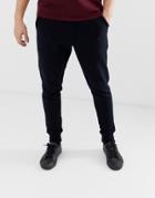 Allsaints Cuffed Jogger In Navy With Ramskull Logo - Gray