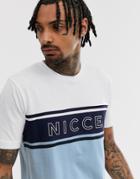 Nicce T-shirt With Logo Panel In Blue - Blue