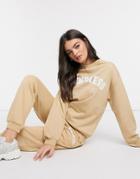 Asos Design Tracksuit Oversized Sweatshirt With Kindness Slogan / Oversized Sweatpants In Sand-neutral