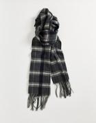 Boardmans Check Fringe Scarf In Gray