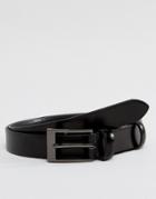 Smith And Canova Leather Skinny Belt In Black High Shine - Black