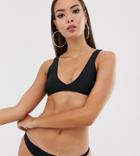 Missguided Mix And Match Square Neck Bikini Top In Black - Black