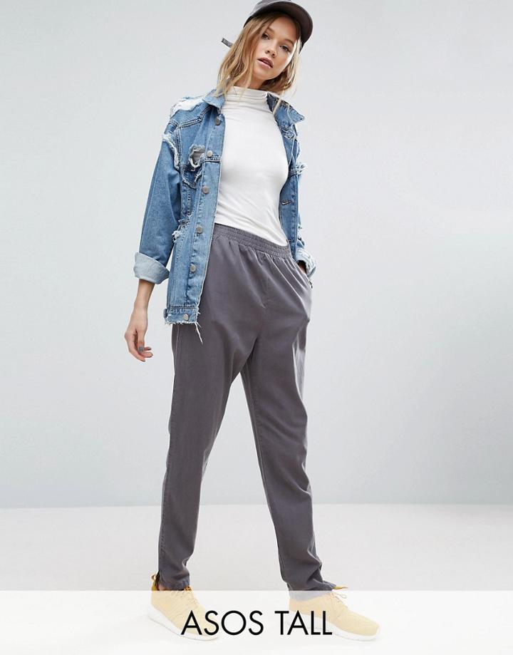 Asos Tall Washed Tapered Peg Pants - Gray