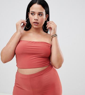 Fashionkilla Plus Longline Bandeau Boobtube Two-piece In Tobacco - Brown