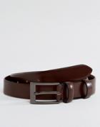 Smith And Canova Leather Skinny Belt In Brown High Shine - Brown