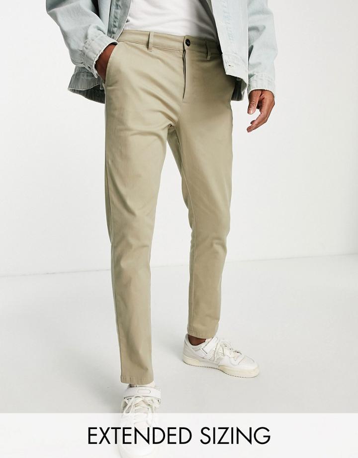 Asos Design Slim Chinos In Dark Beige-neutral