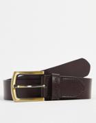 Gianni Feraud Leather Belt In Brown With Gold Buckle
