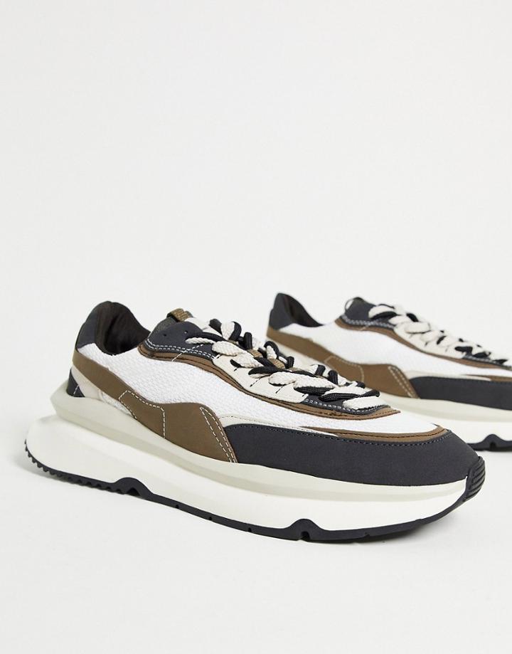 Bershka Sneakers In Cream And Gray-multi