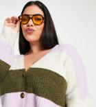 Vero Moda Curve Cardigan In Bold Lilac And Khaki Stripe-multi