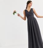Tfnc Tall Bridesmaid Maxi Dress With Bow Back In Gray-grey