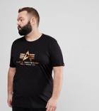 Alpha Industries Plus Gold Foil Print Crew Neck T-shirt In Black - Black