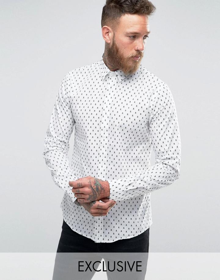 Noose And Monkey Skinny Skull Print Shirt - White