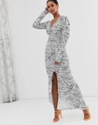 Asos Design Mono Print Maxi Dress - Multi
