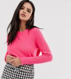 River Island Round Neck Sweater In Bright Pink - Pink