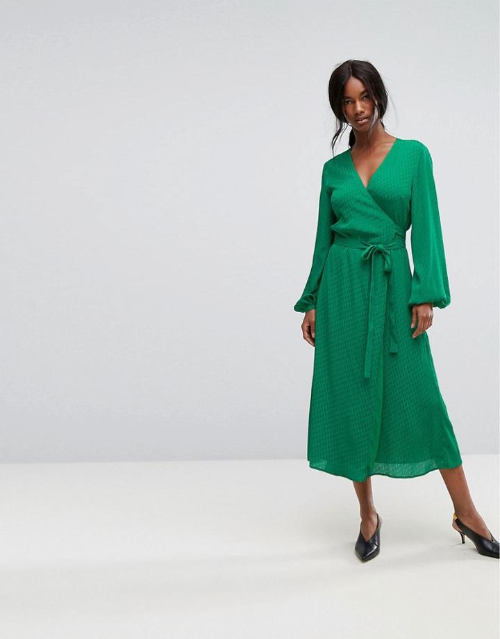 Gestuz Wrap Dress With Tie Waist - Green