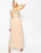 Needle & Thread Foliage Cluster Tulle Maxi Dress - Ballet Pink