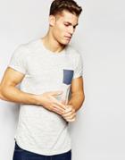 Esprit T-shirt With Contrast Pocket - Light Gray