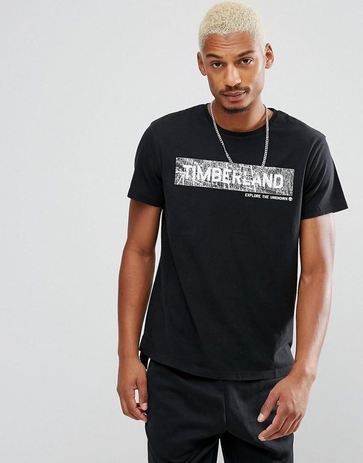 Timberland Scratch Script Logo T-shirt In Black - Black
