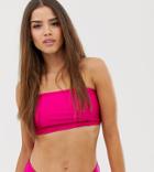 Glamorous Exclusive Bandeau Bikini Top In Neon Pink