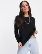 Polo Ralph Lauren Cable Knit Logo Sweater In Black