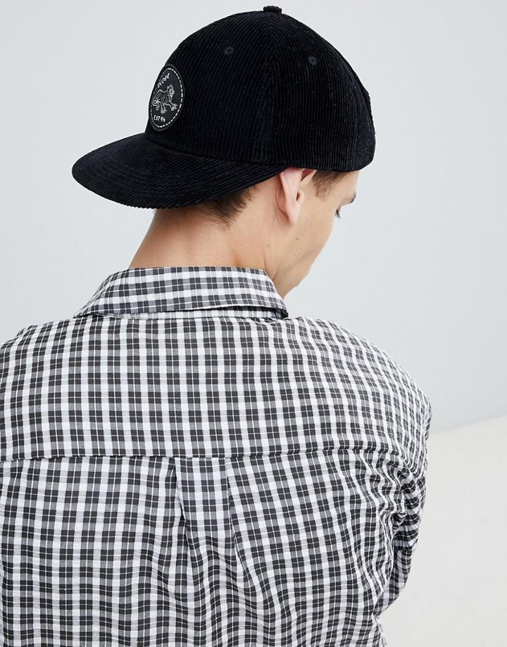 Globe Cord Cap With Patch Front Detail In Black - Black