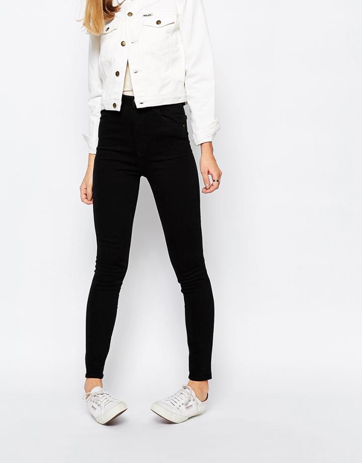 Rollas Eastcoast High Waist Ankle Grazer Jeans - Black