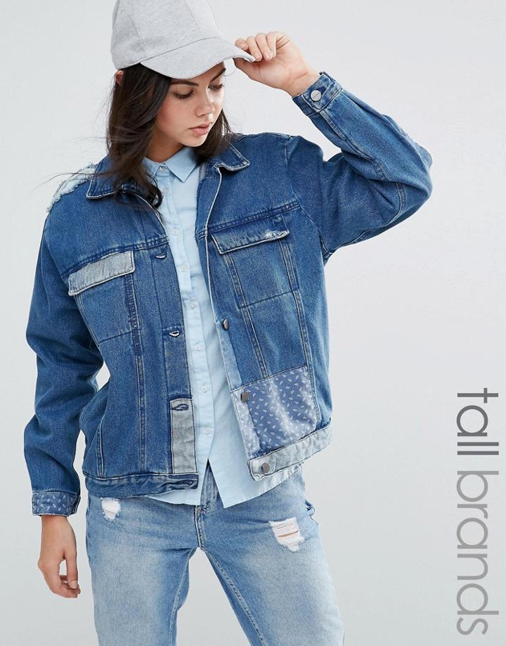 Waven Tall Patchwork Denim Jacket - Blue