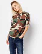 Weekday Camouflage T-shirt With Pockets - Green