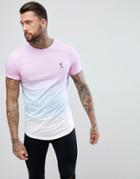Religion Longline T-shirt With Curved Hem In Pink Fade - Pink