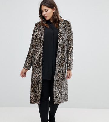 Helene Berman Plus Leopard Print College Coat - Multi