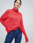 Vila Roll Neck Knit Sweater - Red