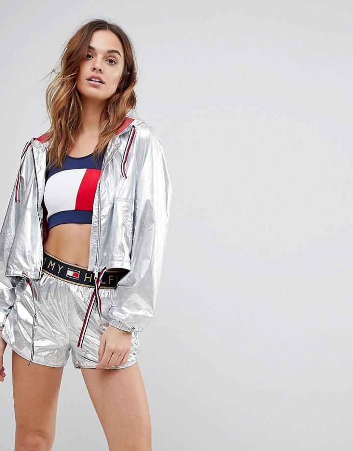 Tommy Hilfiger Metallic Windbreaker Jacket - Silver