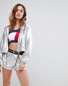 Tommy Hilfiger Metallic Windbreaker Jacket - Silver