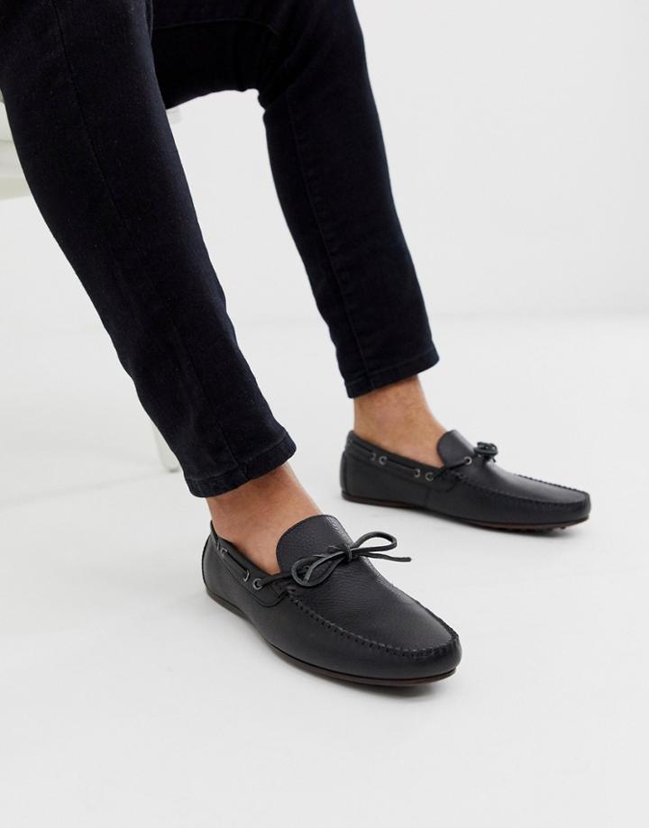 Asos Design Driving Shoes In Black Soft Leather