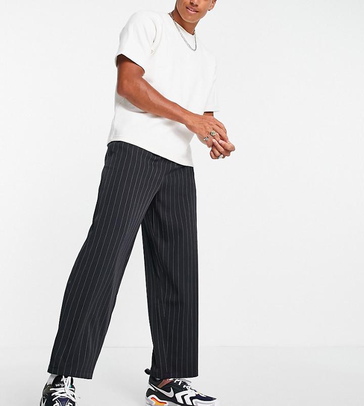 Collusion Tapered Pants In Pinstripe-navy
