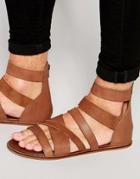 Asos Gladiator Sandals In Tan Leather - Tan