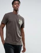 Brave Soul Curved Longline Camo Pocket T-shirt - Green