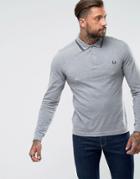 Fred Perry Slim Fit Long Sleeve Tipped Polo In Gray - Gray