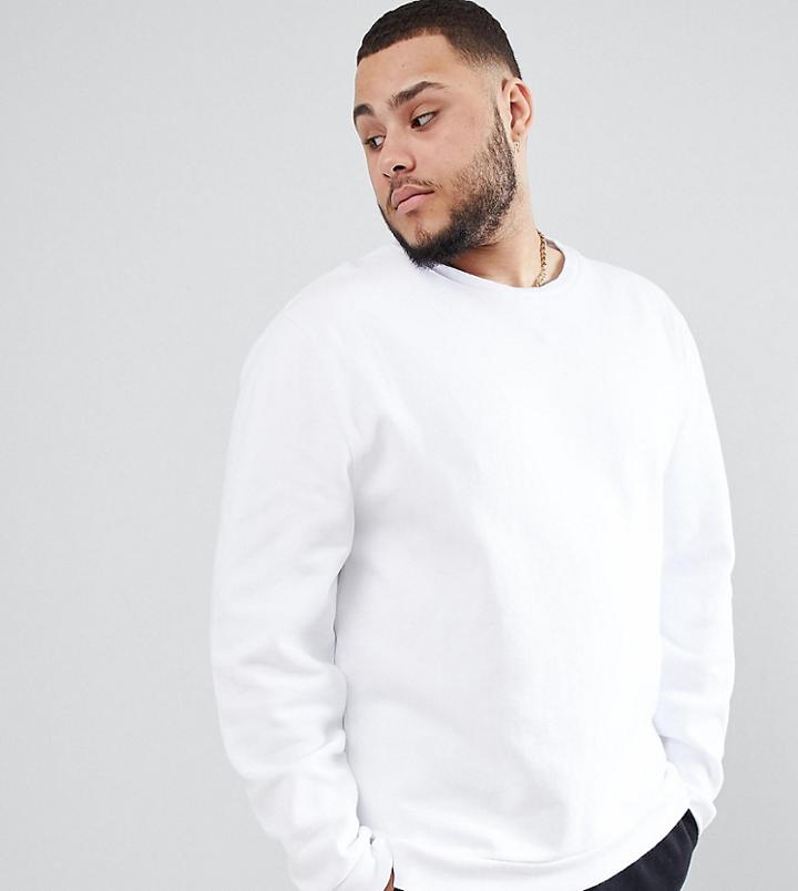 Asos Design Plus Sweatshirt In White Pique - White