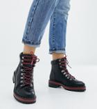 New Look Wide Fit Lace Up Flat Ankle Boot-black